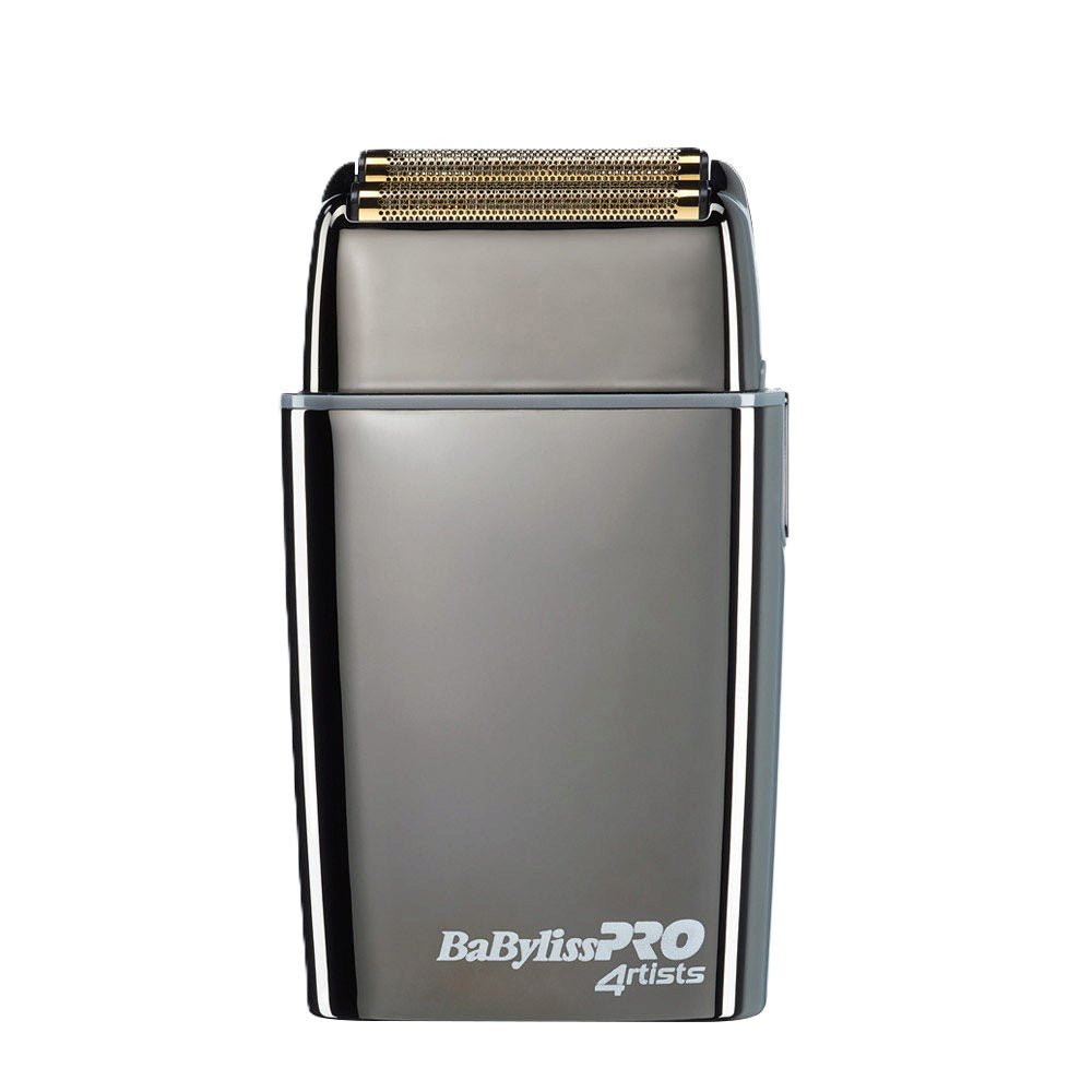 Babyliss Pro 4Artist Double Foil Metal Shaver GunSteel FOILFX02 - HairShopXHairShopXHairShopX100010000Babyliss Pro 4Artist Double Foil Metal Shaver GunSteel FOILFX02 front view of the electric shaver.