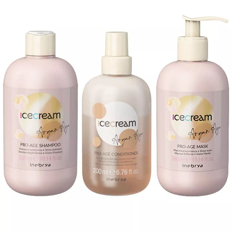 INEBRYA Kit Ice Cream Argan Age Shamp 300ml + Conditioner 200ml + Mask 300ml - HairShopXHairShopXHairShopX6425721465466INEBRYA Kit Ice Cream Argan Age Shamp 300ml + Conditioner 200ml + Mask 300ml