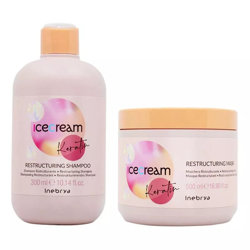 INEBRYA Kit Ice Cream Keratin Restructuring Shampoo300ml + Mask 500ml - HairShopXHairShopXHairShopX6425732090015INEBRYA Kit Ice Cream Keratin Restructuring Shampoo300ml + Mask 500ml