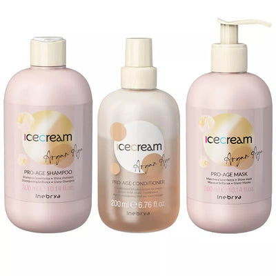 INEBRYA Kit Ice Cream Argan Age Shamp 300ml + Conditioner 200ml + Mask 300ml