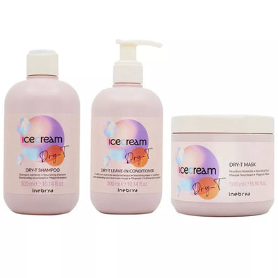INEBRYA Kit Ice Cream Dry-T Shampoo 300ml + Conditioner 300ml + Maschera 500ml