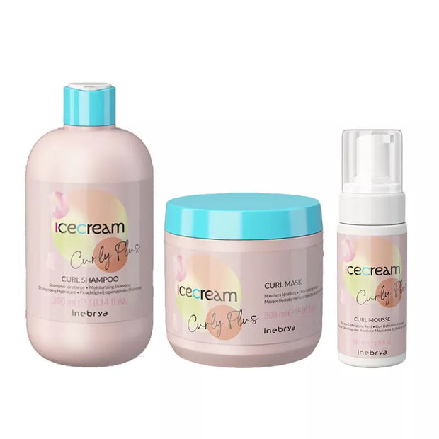 INEBRYA Ice Cream Curly Plus Kit Shampoo 300ml + Mask 500ml + Mousse 200ml